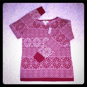NWT Vintage Vines Red White Fair Isle Sweater S